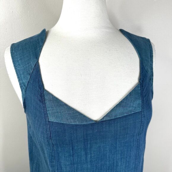 Cotelac Dress Womens 1/ US 6 Blue Linen Sleeveless Casual Shift Lagenlook - Picture 3 of 9